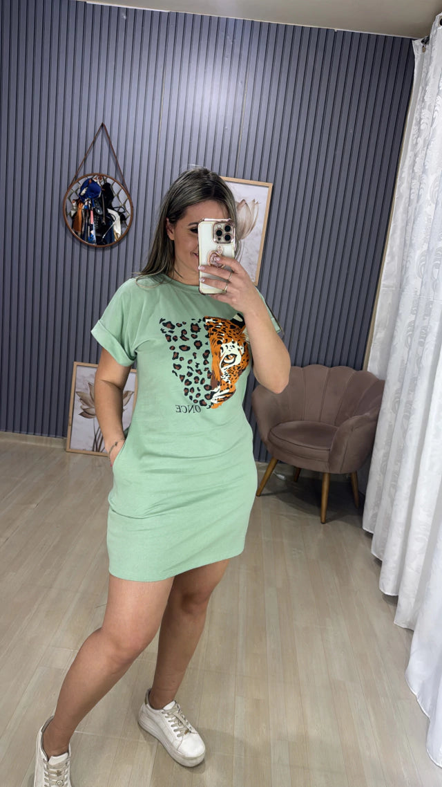 Vestido Camisetão Dress Onça