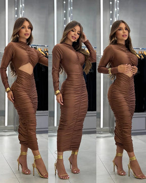Vestido Midi Valerie - Marrom