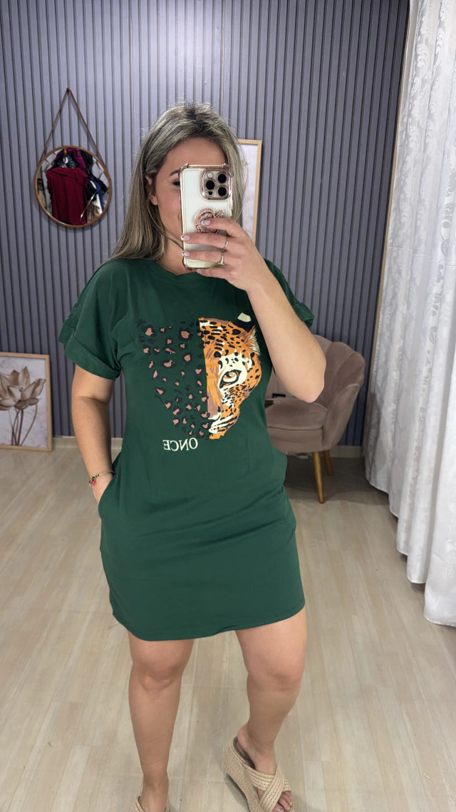Vestido Camisetão Dress Onça